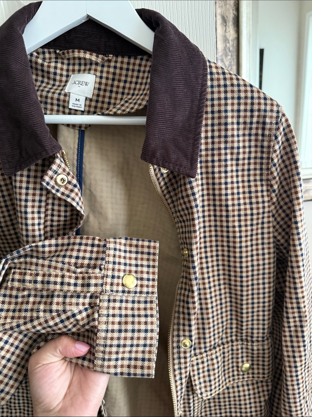 J. Crew Brown and Navy Gingham Utility Jacket - Picture 3 of 7
